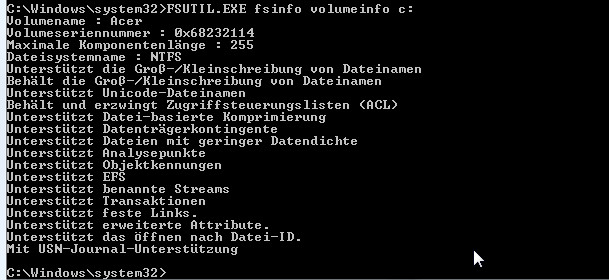 Volumeinfo für C: